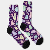 Pastel Kawaii Cats and Spring Flowers Pattern Socken (Rechts)