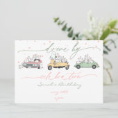 Pastel Kawaii Cats Überraschungsfeier Parade Einladung (Stehend Vorderseite)