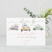 Pastel Kawaii Cats Überraschungsfeier Parade Einladung (Stehend Vorderseite)