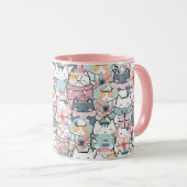Pastel Kawaii Character Collage Tasse (VorderseiteRechts)
