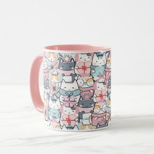 Pastel Kawaii Character Collage Tasse (Vorderseite Links)