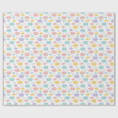 Pastel Kawaii Cloud Muster Wrapping Paper Roll Geschenkpapier (Flach)