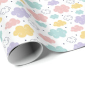 Pastel Kawaii Cloud Muster Wrapping Paper Roll Geschenkpapier (Rolleneckpunkt)