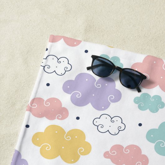 Pastel Kawaii Cloud Pattern Beach Handtuch (Beispiel)