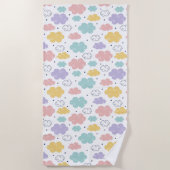 Pastel Kawaii Cloud Pattern Beach Handtuch (Vorderseite)