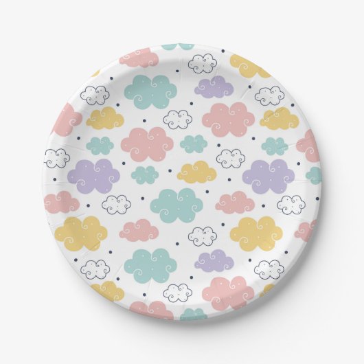 Pastel Kawaii Cloud Pattern Paper-Teller Pappteller (Vorderseite)