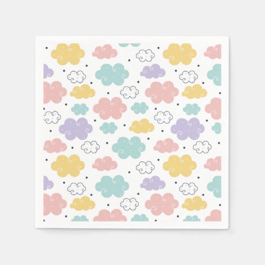 Pastel Kawaii Cloud Pattern Papier Napkins Serviette (Vorderseite)