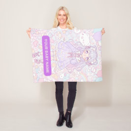 Pastel Kawaii Girl Design Fleecedecke