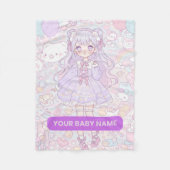 Pastel Kawaii Girl Design Fleecedecke (Vorderseite)