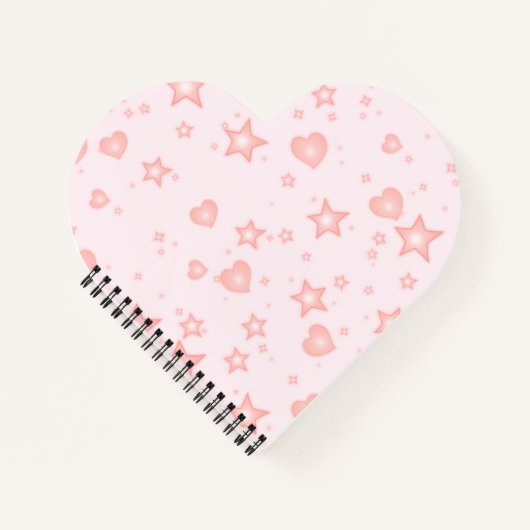 Pastel Kawaii Hearts & Stars – Cute Girly Pink Notizblock (Vorderseite)