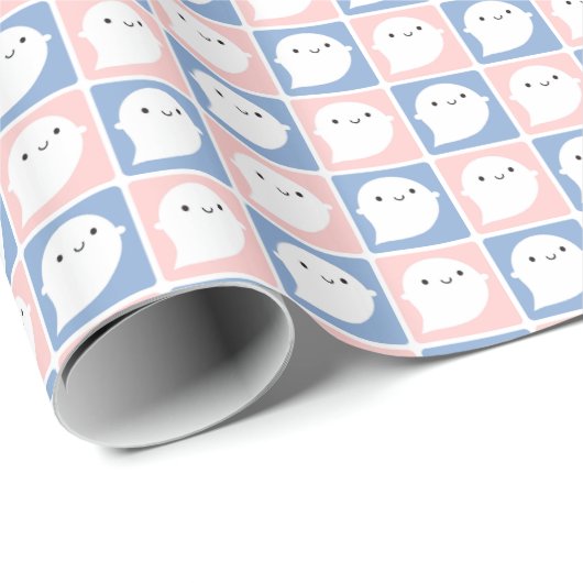 Pastel Kawaii Little Ghosts Geschenkpapier (Rolleneckpunkt)