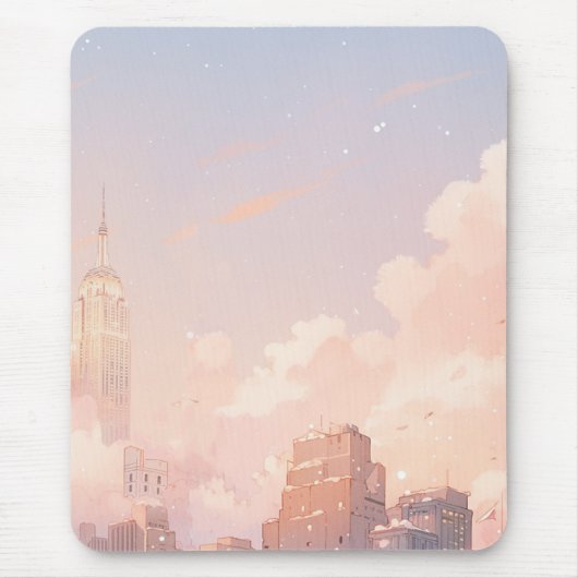 Pastel kawaii lofi Stadt Mousepad (Vorne)