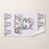 Pastel Kawaii Unicorn Doll with Flower Basket Badhandtuch Set (Handtuch)