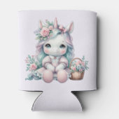 Pastel Kawaii Unicorn Doll with Flower Basket Dosenkühler (Rückseite)