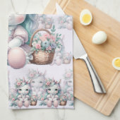 Pastel Kawaii Unicorn Doll with Flower Basket Geschirrtuch (Viertel Falte)