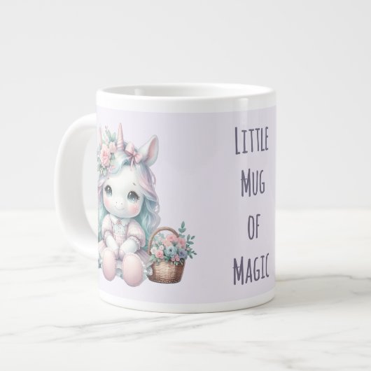 Pastel Kawaii Unicorn Doll with Flower Basket Jumbo-Tasse (Vorderseite Links)