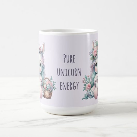 Pastel Kawaii Unicorn Doll with Flower Basket Kaffeetasse (Mittel)