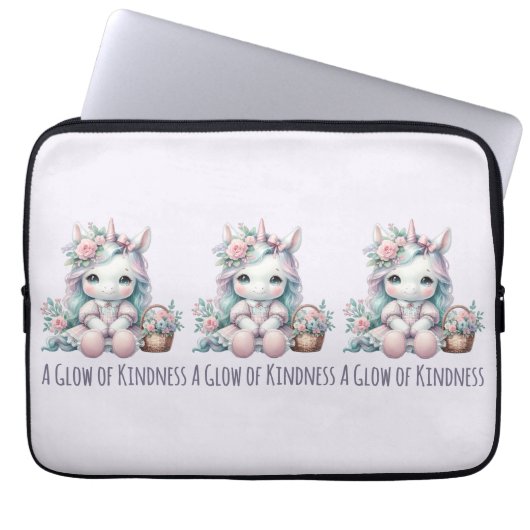 Pastel Kawaii Unicorn Doll with Flower Basket Laptopschutzhülle (Vorderseite)