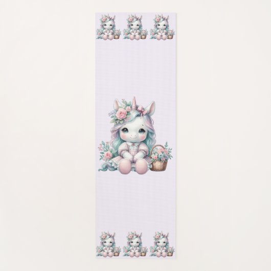 Pastel Kawaii Unicorn Doll with Flower Basket Yogamatte (Vorderseite)