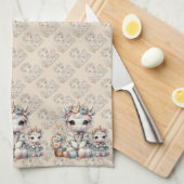 Pastel Kawaii Unicorn Mutter Tochter Duo Beige Geschirrtuch (Viertel Falte)