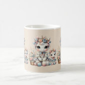 Pastel Kawaii Unicorn Mutter Tochter Duo Beige Kaffeetasse (Mittel)