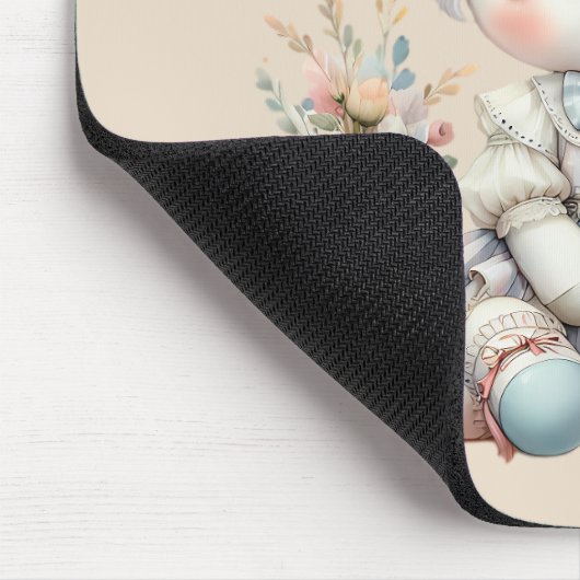 Pastel Kawaii Unicorn Mutter Tochter Duo Beige Mousepad (Ecke)