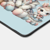 Pastel Kawaii Unicorn Mutter Tochter Duo Blue Schreibtischunterlage (Ecke)
