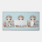 Pastel Kawaii Unicorn Mutter Tochter Duo Blue Schreibtischunterlage (Tastatur & Maus)