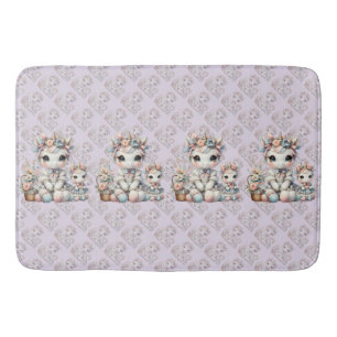 Pastel Kawaii Unicorn Mutter Tochter Duo Lavender Badematte