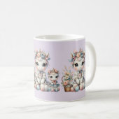 Pastel Kawaii Unicorn Mutter Tochter Duo Lavender Kaffeetasse (VorderseiteRechts)