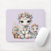 Pastel Kawaii Unicorn Mutter Tochter Duo Lavender Mousepad (Mit Mouse)