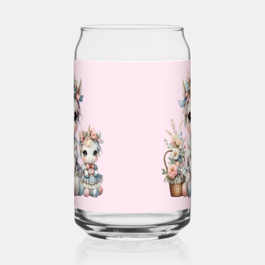 Pastel Kawaii Unicorn Mutter Tochter Duo Pink Dosenglas (Links)