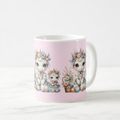 Pastel Kawaii Unicorn Mutter Tochter Duo Pink Kaffeetasse (VorderseiteRechts)