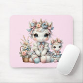 Pastel Kawaii Unicorn Mutter Tochter Duo Pink Mousepad (Mit Mouse)