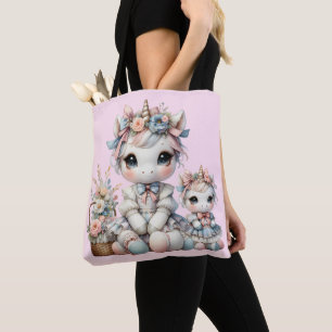 Pastel Kawaii Unicorn Mutter Tochter Duo Pink Tasche