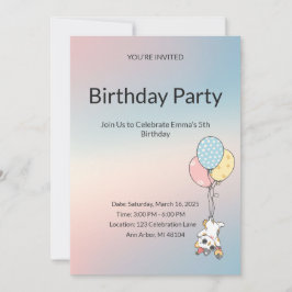Pastel Kids Birthday Invitation  Einladung