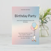 Pastel Kids Birthday Invitation  Einladung (Stehend Vorderseite)
