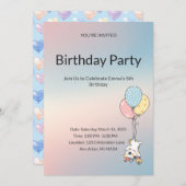 Pastel Kids Birthday Invitation  Einladung (Vorne/Hinten)