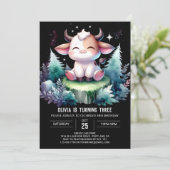 Pastel Kids Kuh Geburtstag Einladung (Stehend Vorderseite)