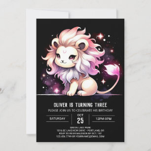 Pastel Kids Lion Birthday Einladung