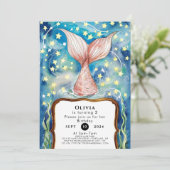 Pastel Kids Mermaid Birthday Einladung (Stehend Vorderseite)