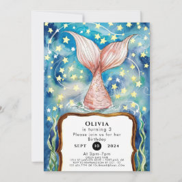 Pastel Kids Mermaid Birthday Einladung