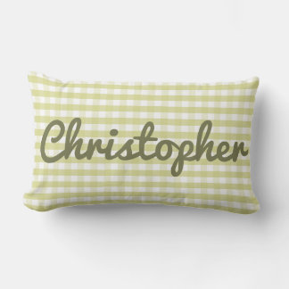 Pastel Kinderzimmer Green Gingham mit Namen Lendenkissen