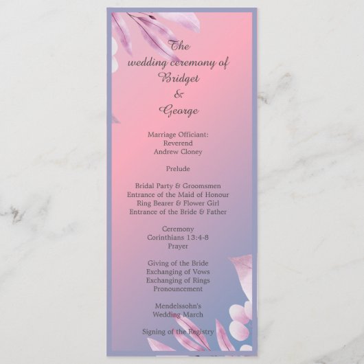 Pastel Kirschblüte Sakura Programm & Menü (Rückseite)