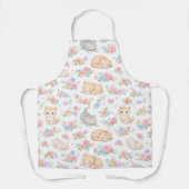 Pastel Kitten and Floral Pattern Kitchen Apron Schürze (Vorderseite)