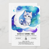 Pastel Kitten Digital Geburtstag Einladung (Vorne/Hinten)