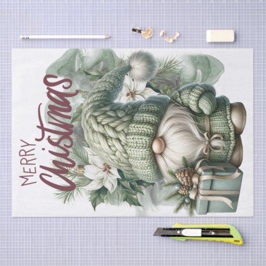 Pastel Knitted Christmas Gnome Seidenpapier (Handwerk)