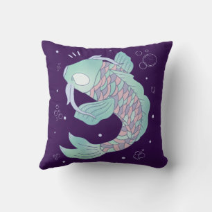 Pastel-Koi-Fisch Whimsische Volkskunst unter Was Kissen
