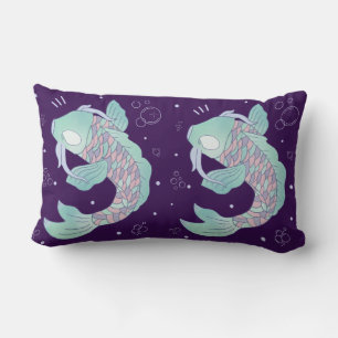 Pastel-Koi-Fisch Whimsische Volkskunst Unterwass Lendenkissen