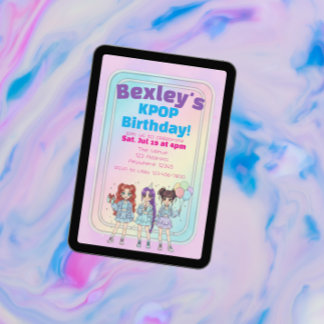Pastel KPOP Girls Birthday Celebration Einladung